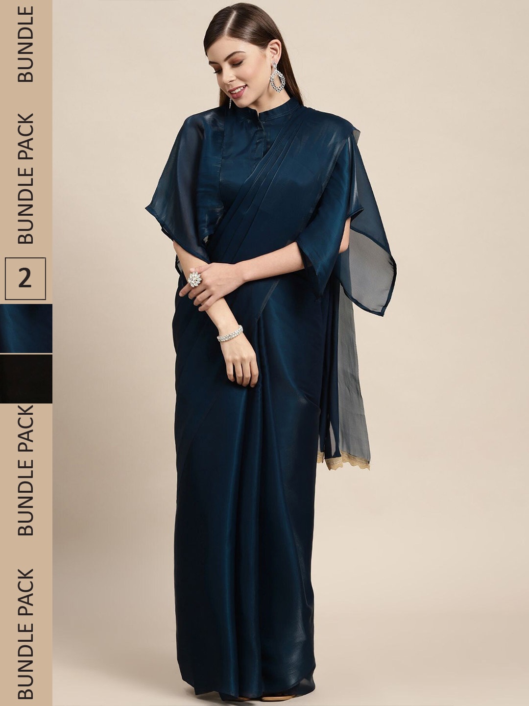 

AVANSHEE Pack of 2 Silk Blend Saree, Navy blue