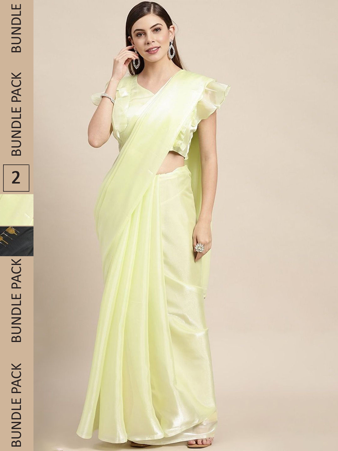 

AVANSHEE Pack of 2 Woven Design Zari Silk Blend Saree, Yellow