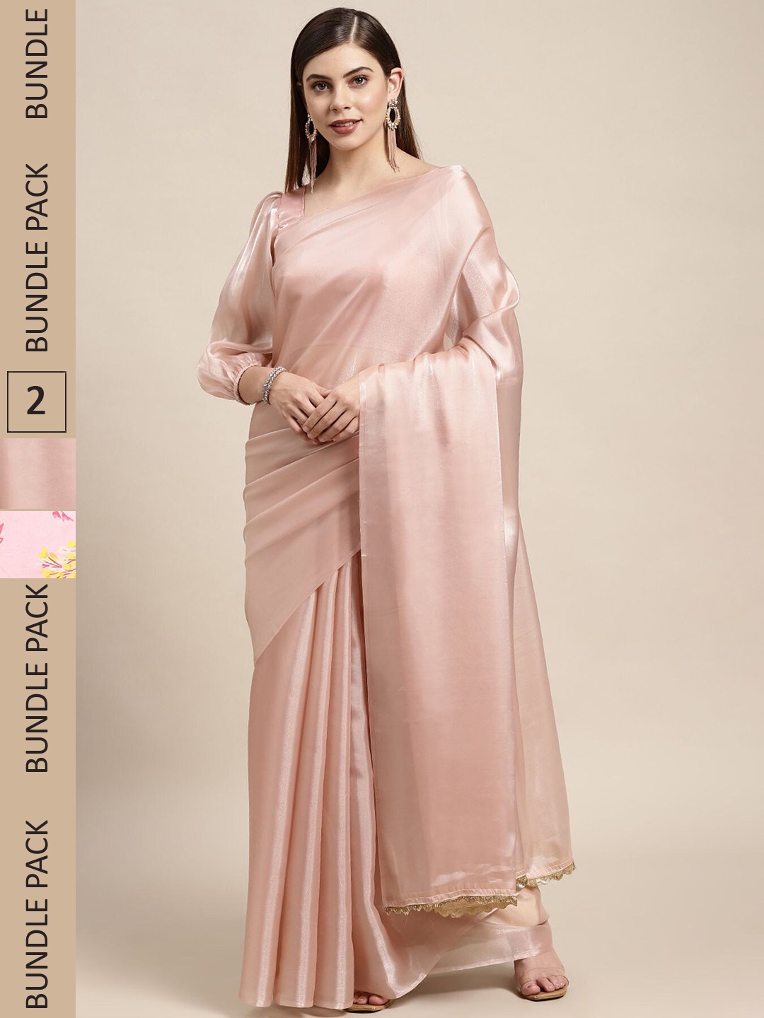 

AVANSHEE Pack of 2 Silk Blend Saree, Peach