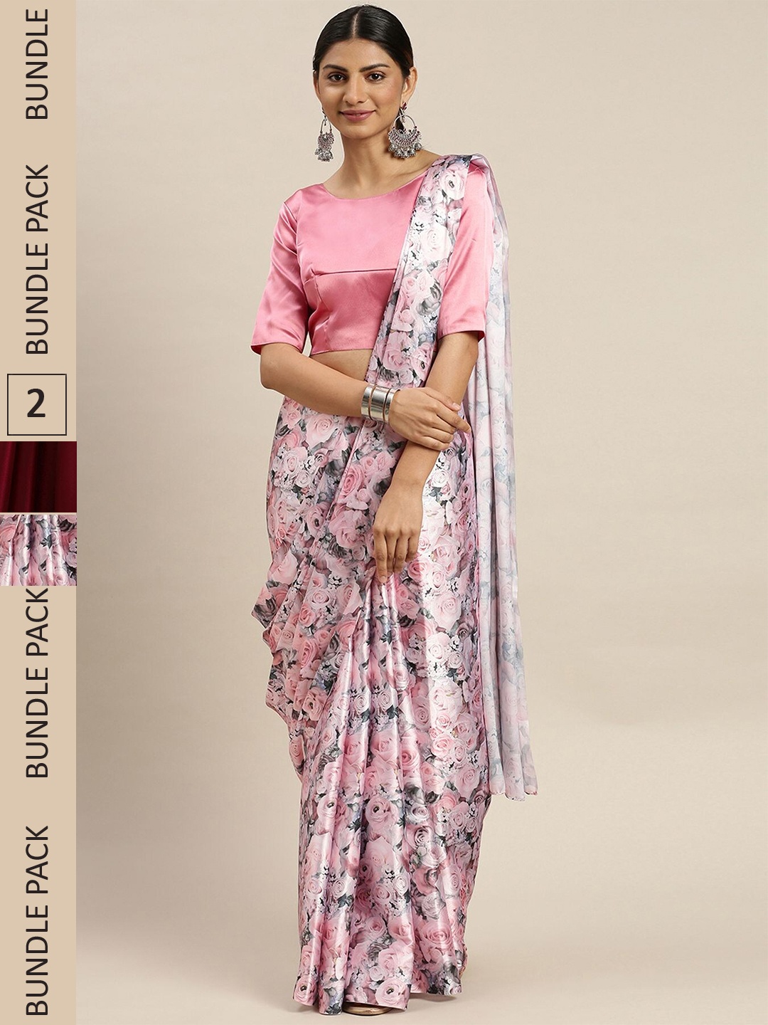 

AVANSHEE Pack Of 2 Silk Blend Saree, Pink