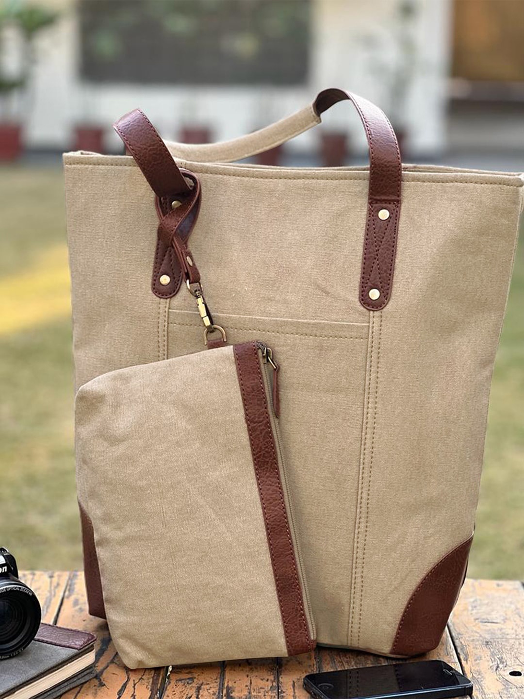 

Mona B Oversized Structured Handheld Bag, Brown