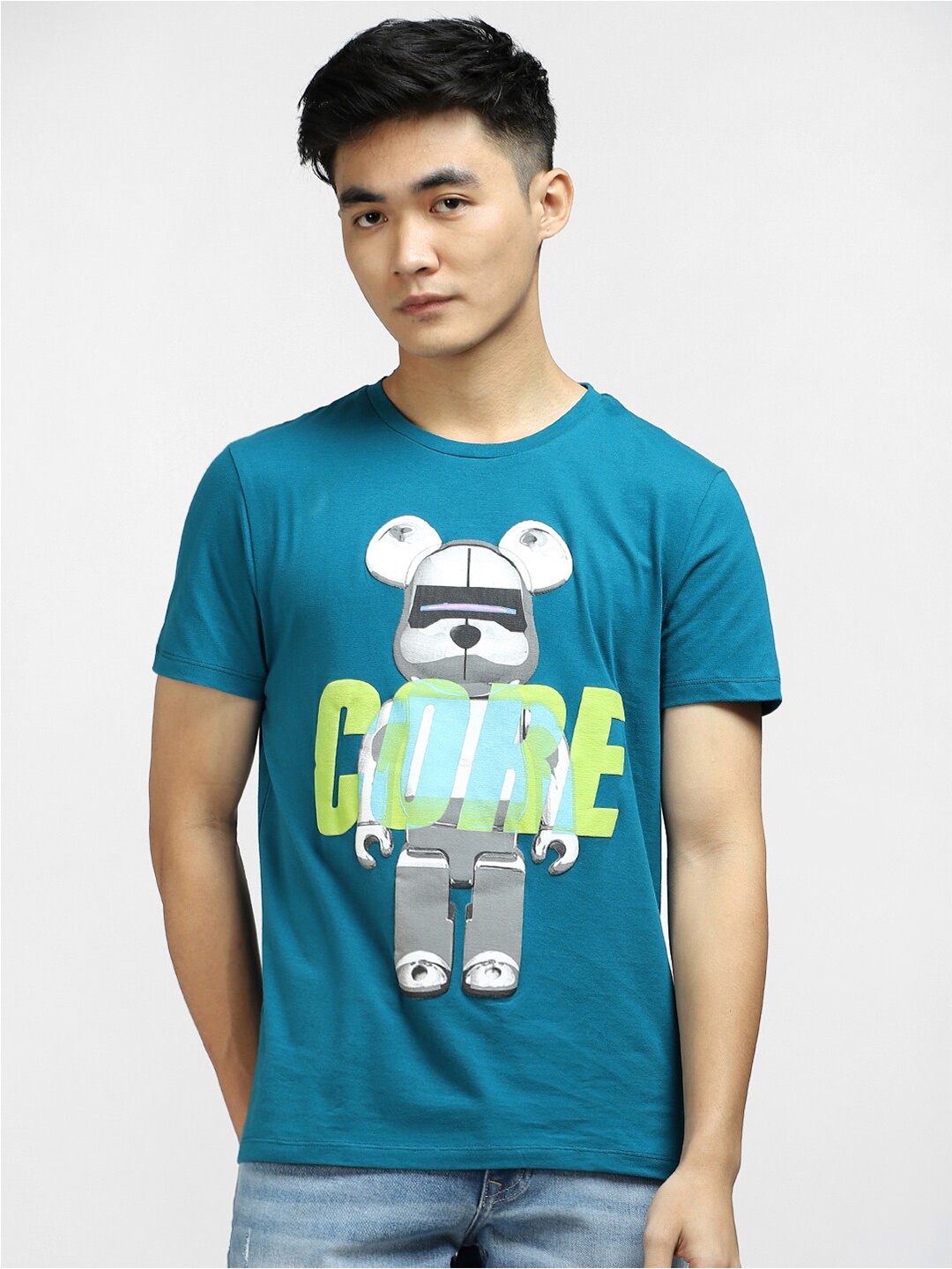 

Jack & Jones Men Typography Printed Applique T-shirt, Blue