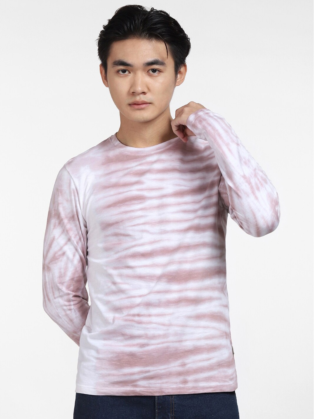 

Jack & Jones Men Cotton Striped T-shirt, Pink