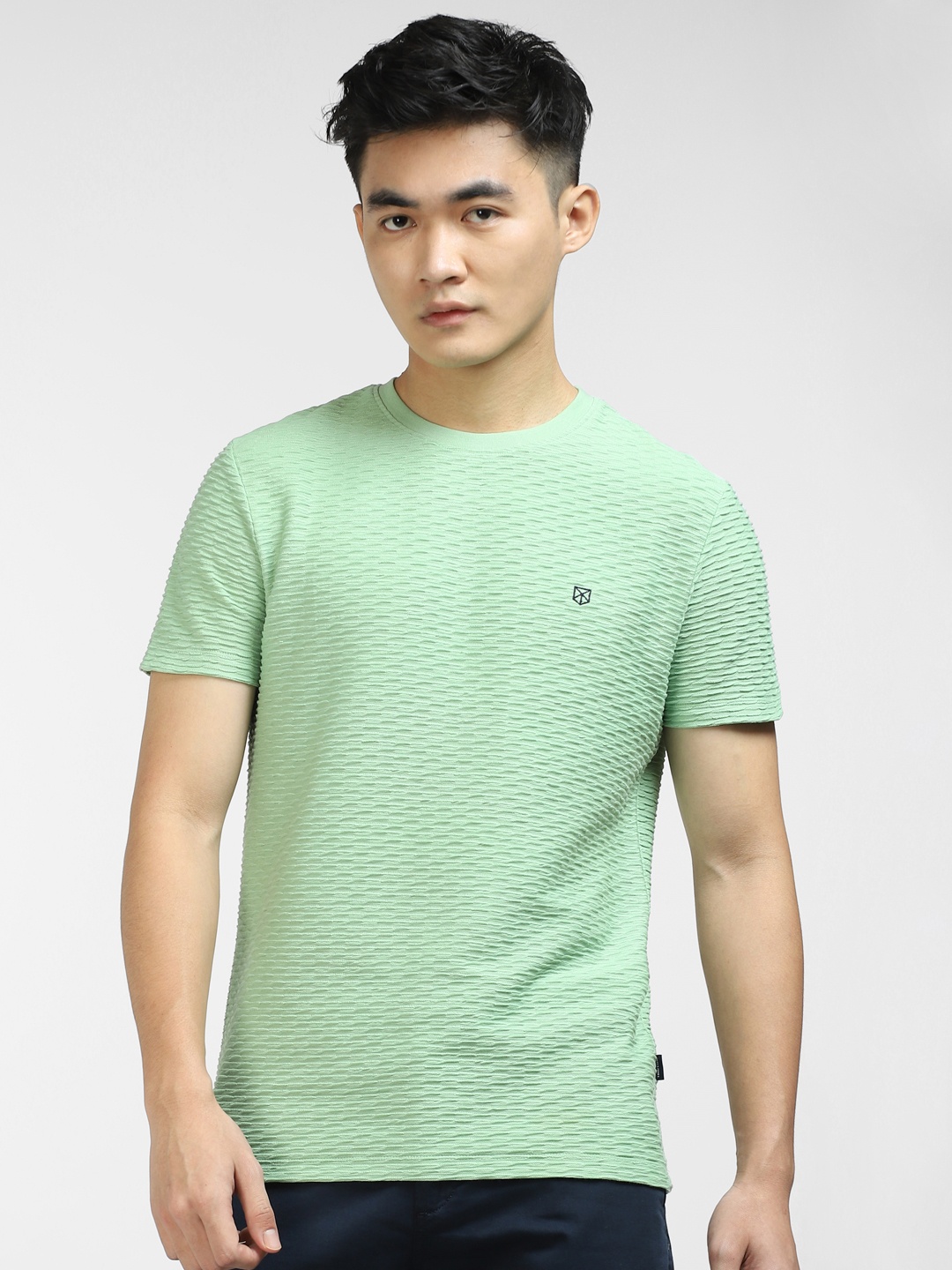 

Jack & Jones Men Striped Slim Fit Cotton T-shirt, Green