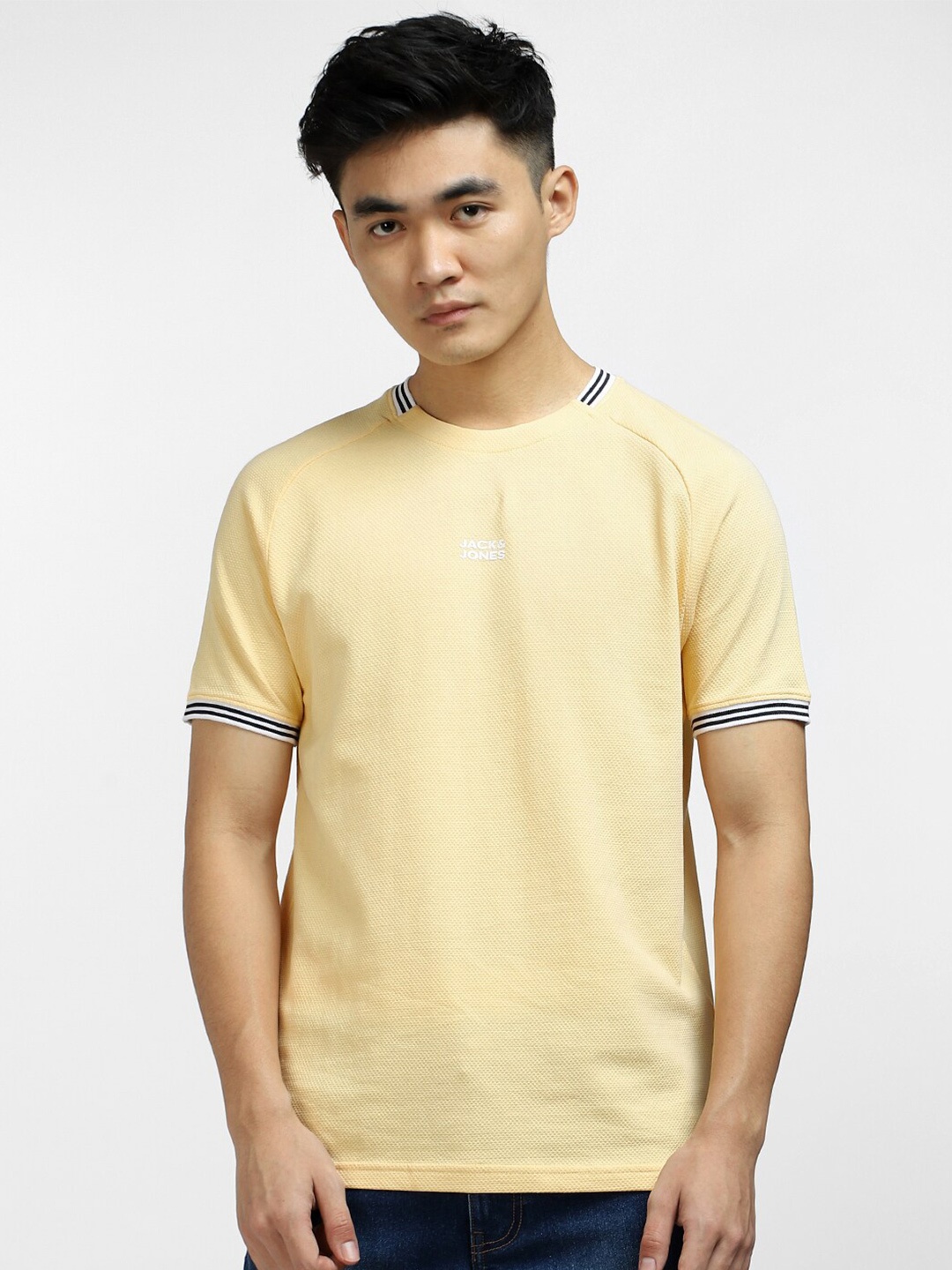 

Jack & Jones Men Slim Fit Cotton T-shirt, Yellow