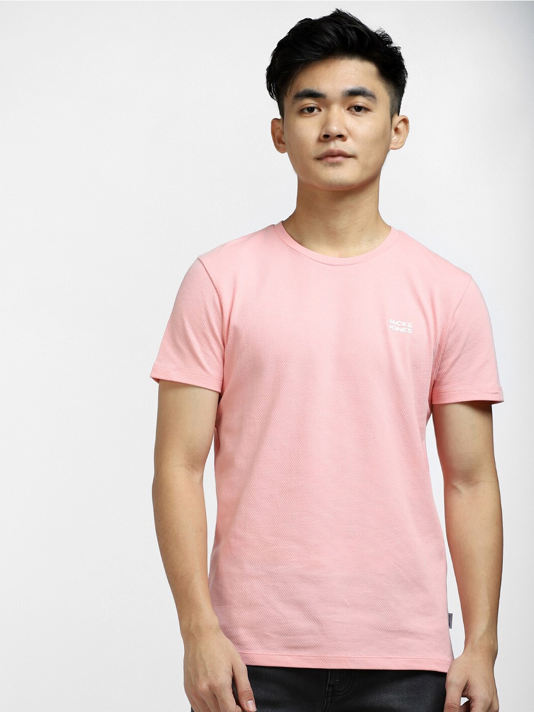 

Jack & Jones Men Slim Fit Cotton T-shirt, Pink