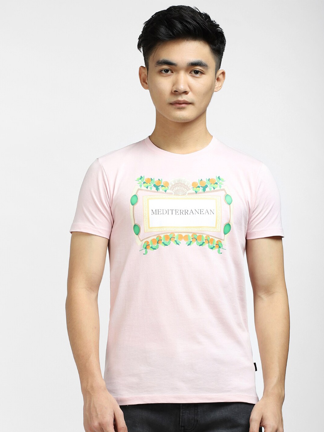 

Jack & Jones Men Printed Slim Fit T-shirt, Pink