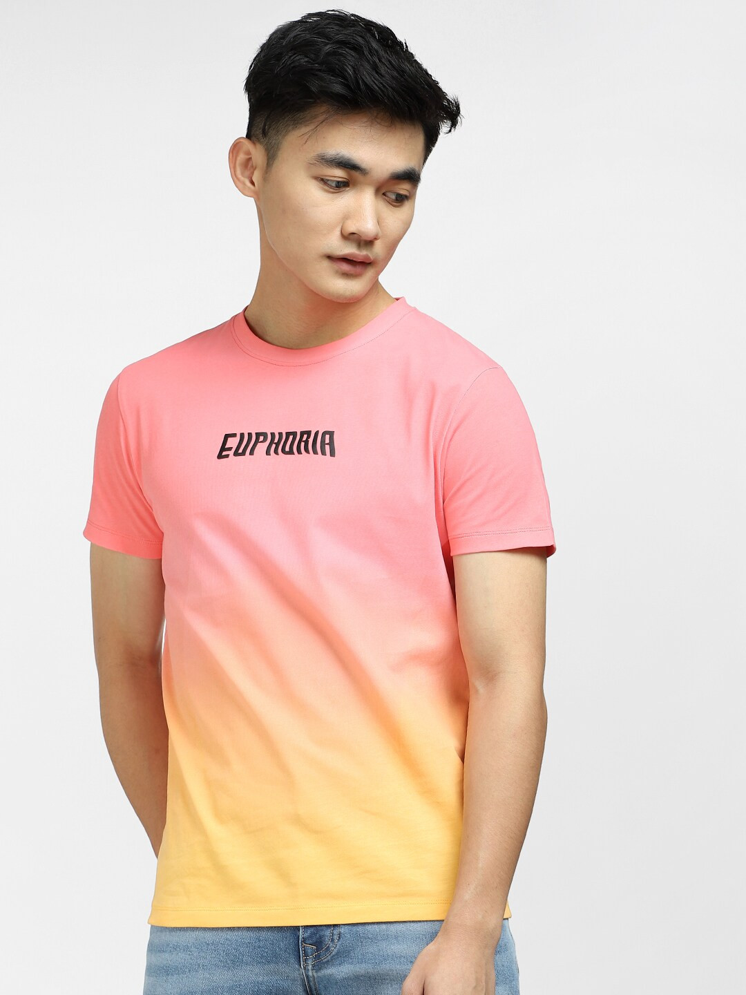 

Jack & Jones Men Slim Fit Cotton T-shirt, Pink