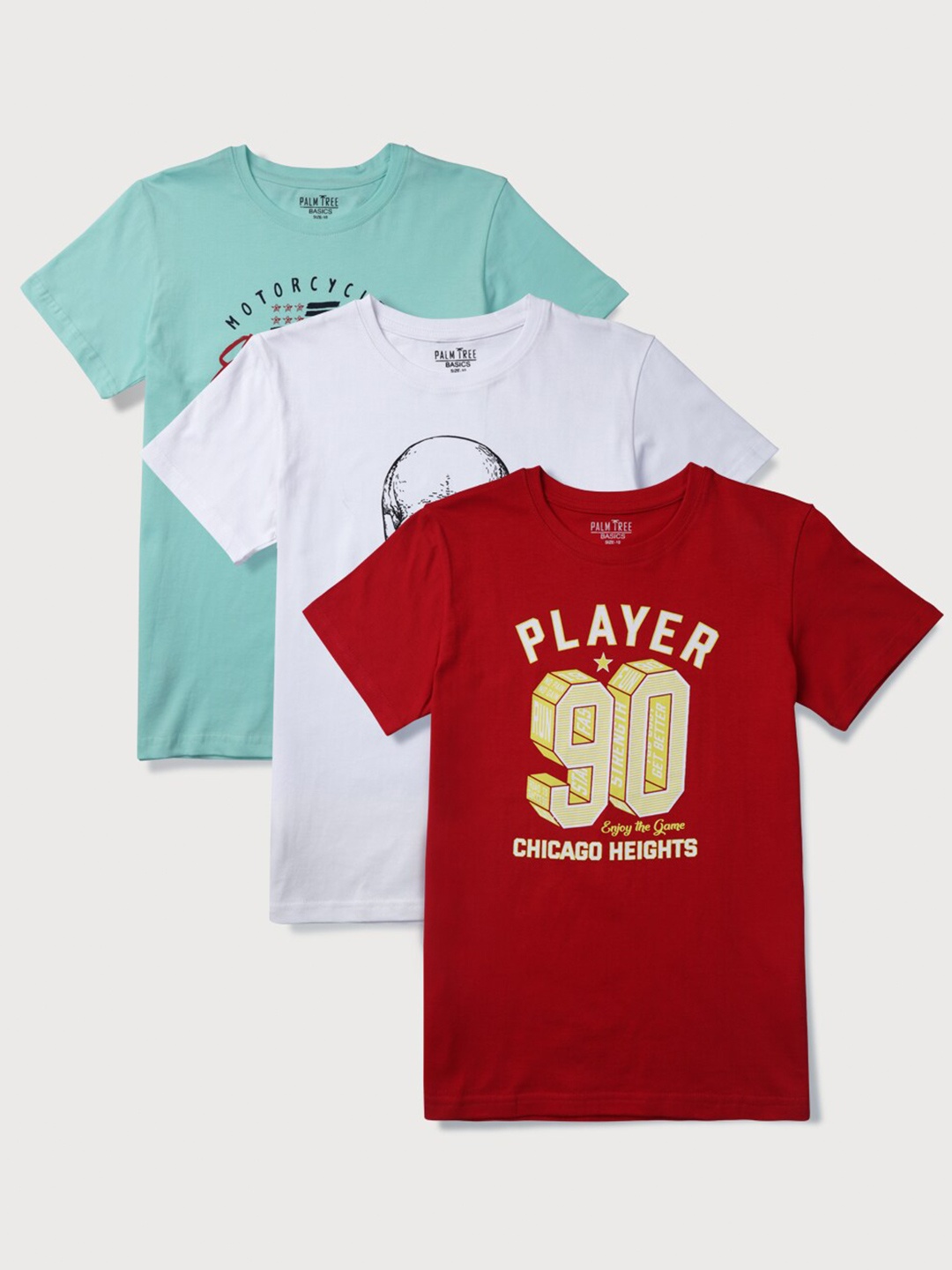 

Palm Tree Boys Pack of 3 Typography T-shirt, Red