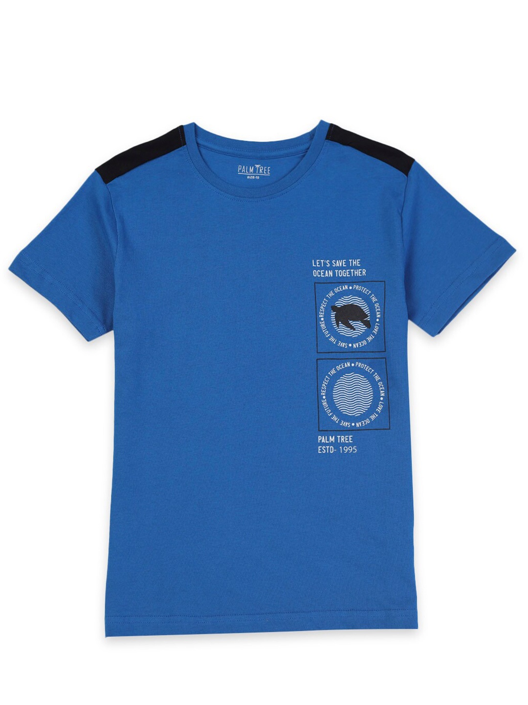 

Palm Tree Boys Blue Colourblocked T-shirt