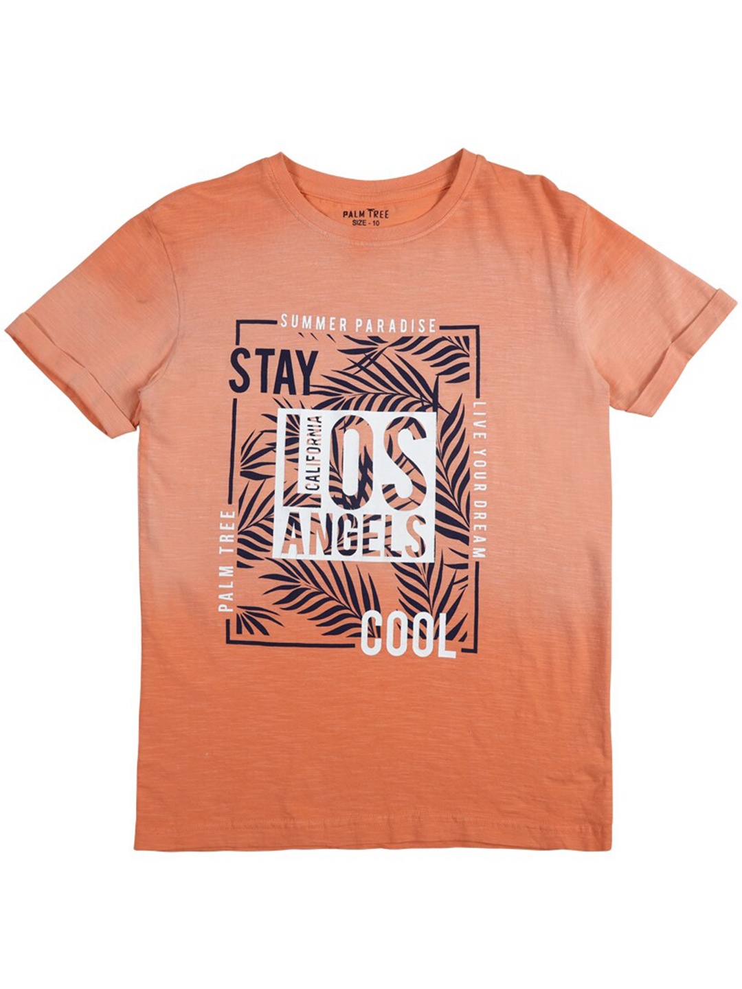 

Palm Tree Boys Printed Tropical Cotton T-shirt, Orange