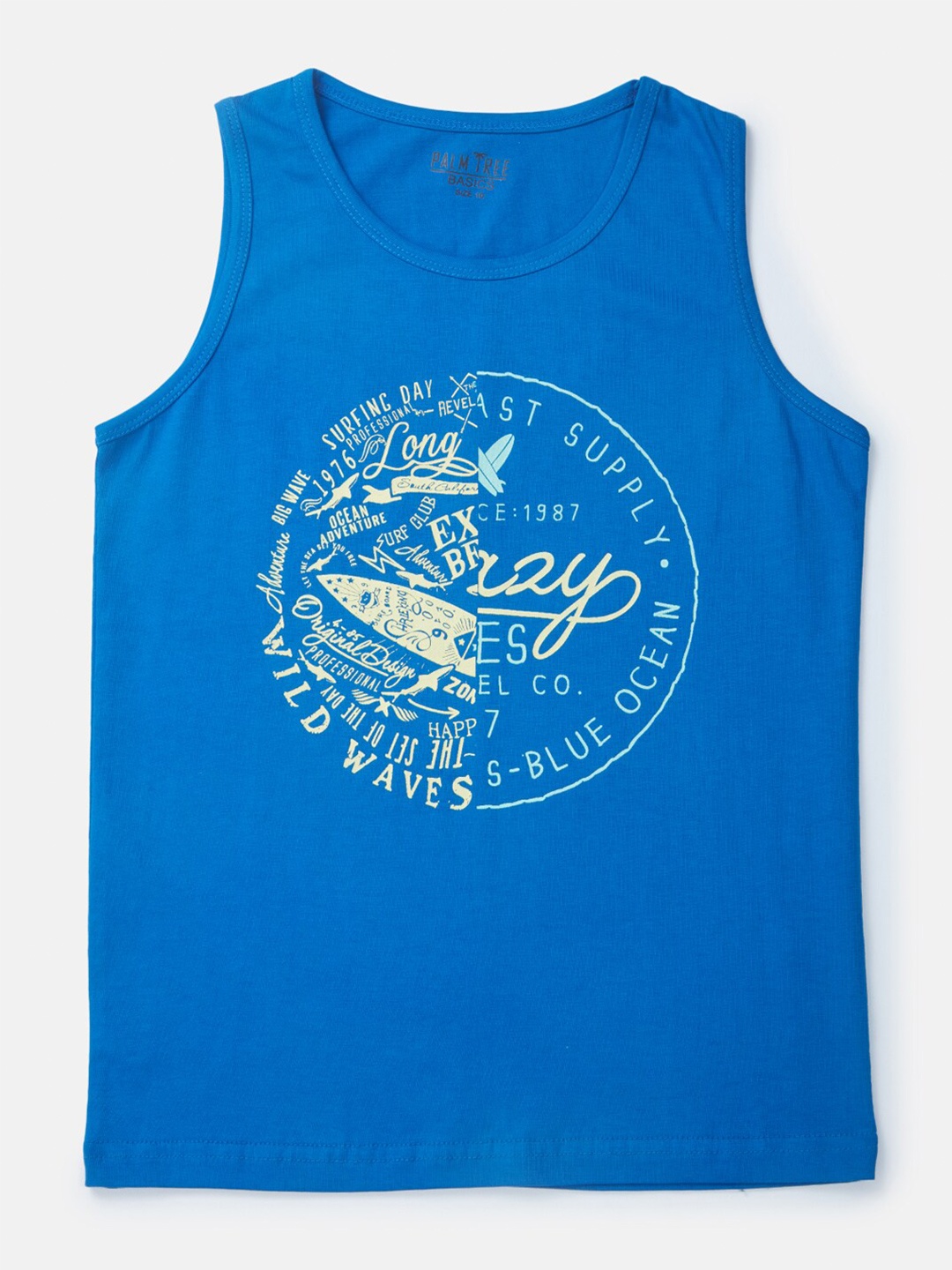 

Palm Tree Boys Blue Typography Printed Applique T-shirt