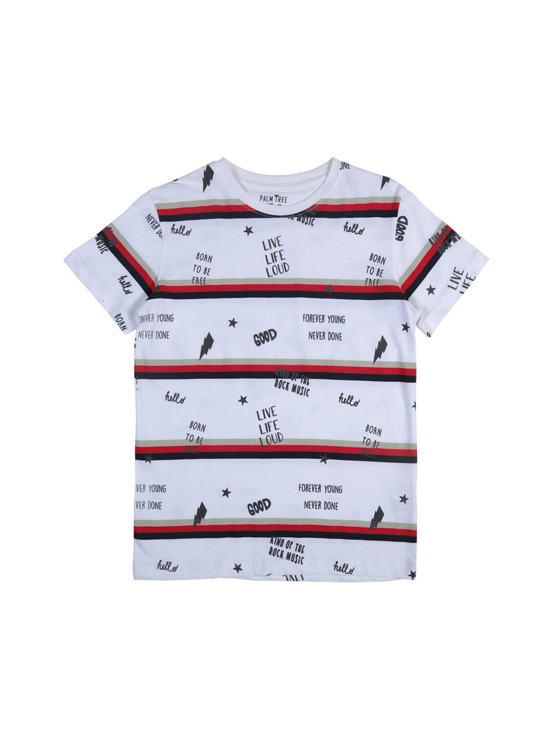 

Palm Tree Boys Typography Printed Cotton T-shirt, White