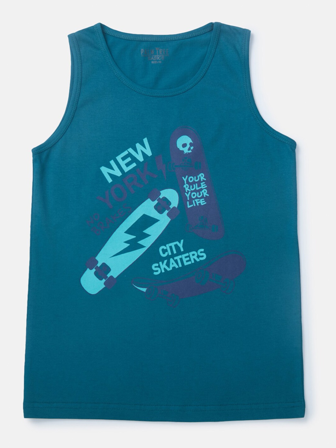 

Palm Tree Boys Typography Printed Cotton T-shirt, Teal