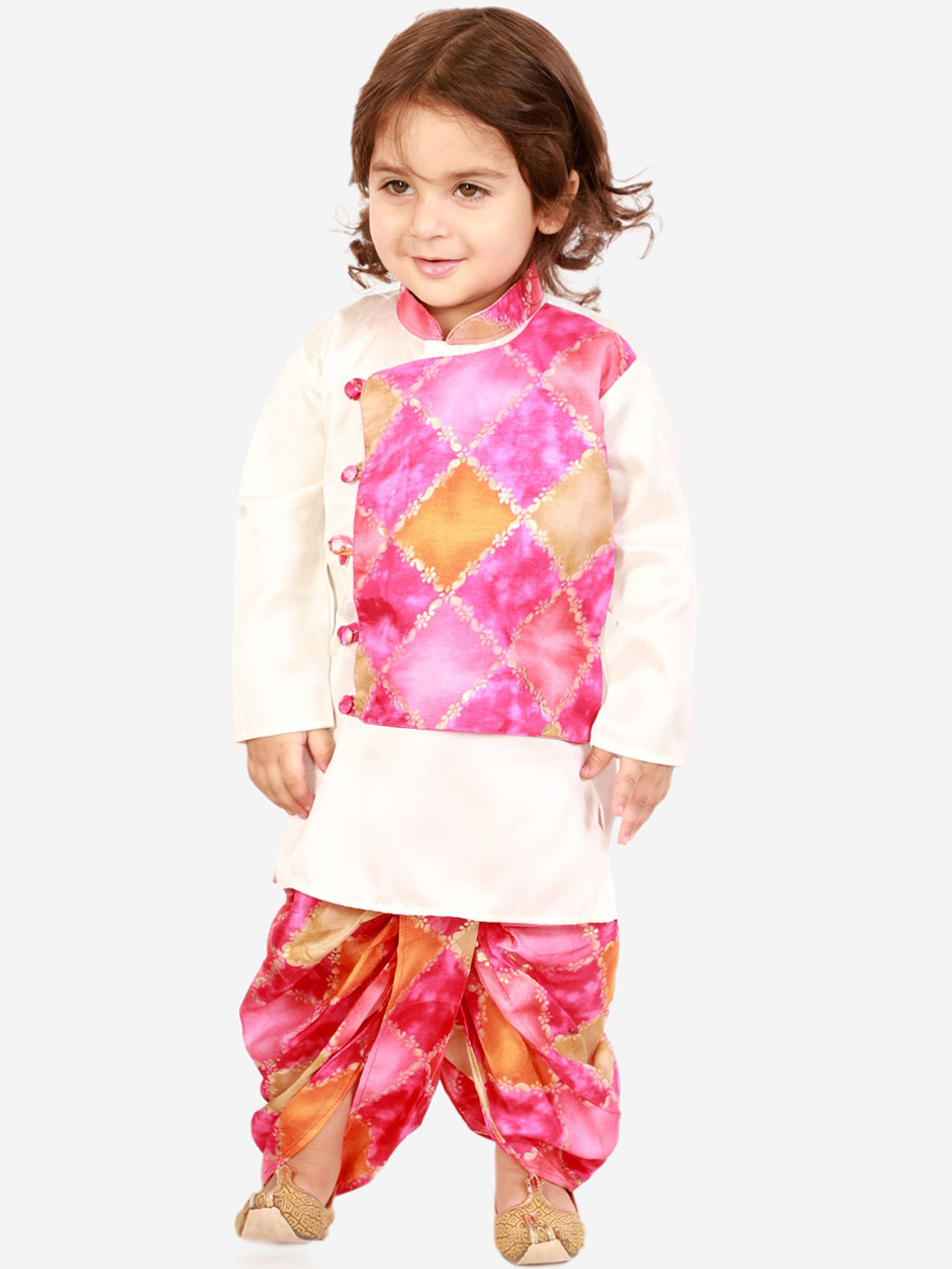 

KID1 Boys Paisley Embroidered Kurta with Dhoti Pants, White
