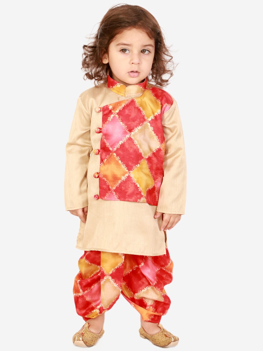 

KID1 Boys Printed Kurta with Dhoti Pants, Beige