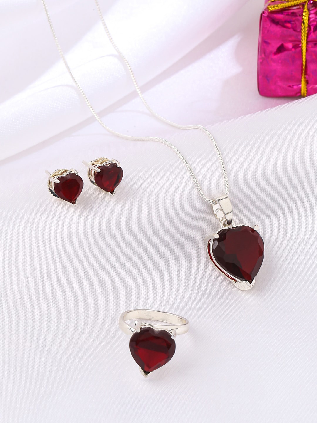 

VIRAASI Silver-Plated Stone-Studded Jewellery Set
