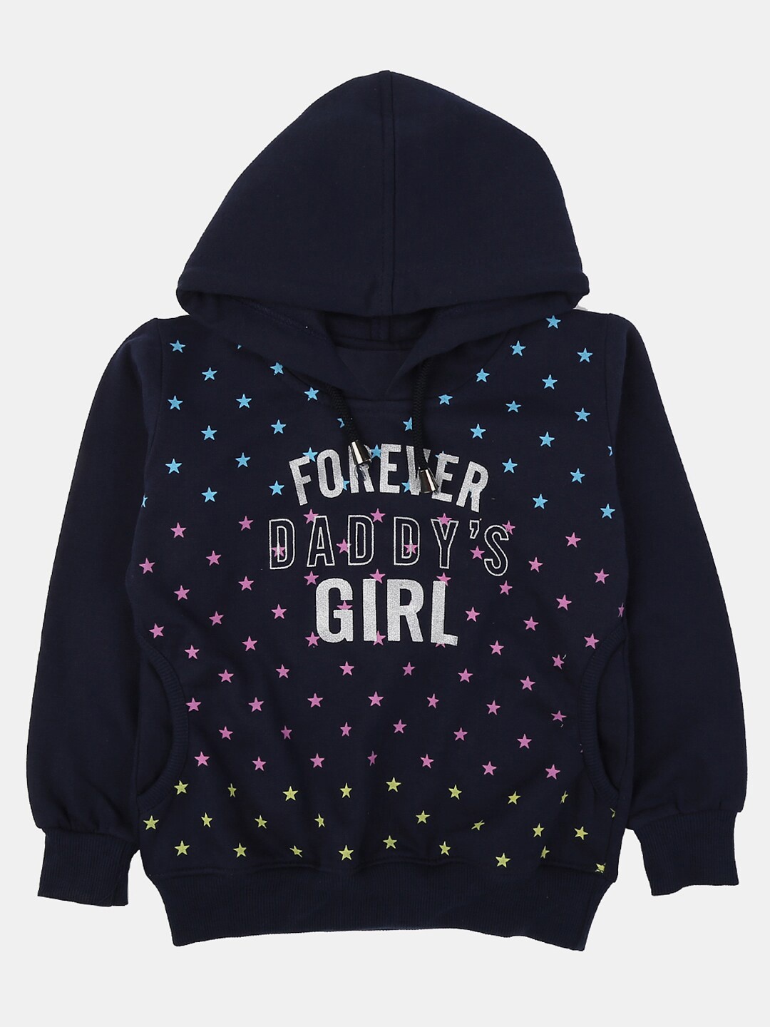 

V-Mart Boys Printed Hooded Fleece Sweatshirt, Navy blue