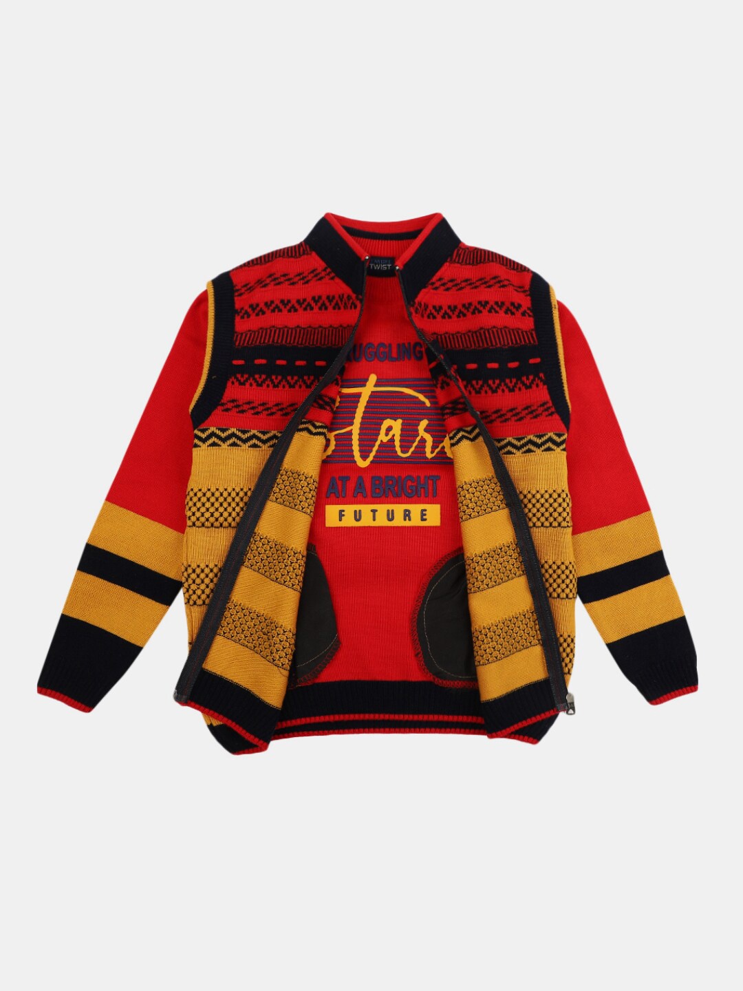 

V-Mart Boys Woolen Printed, Mustard