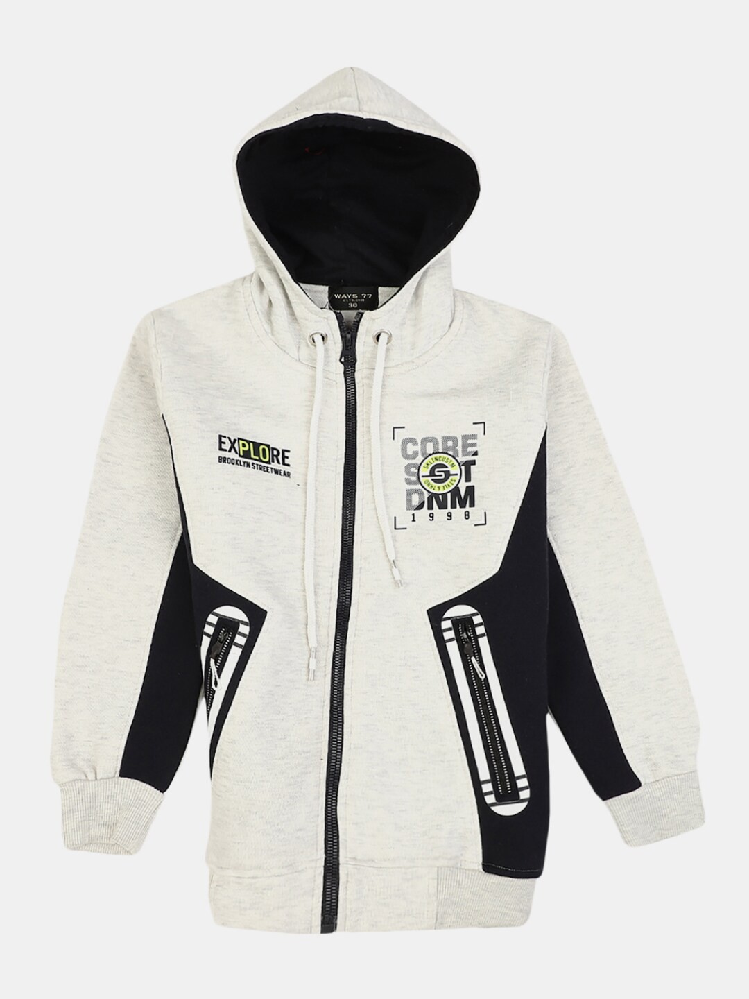

V-Mart Boys Fleece Printed Hooded Sweatshirt, White