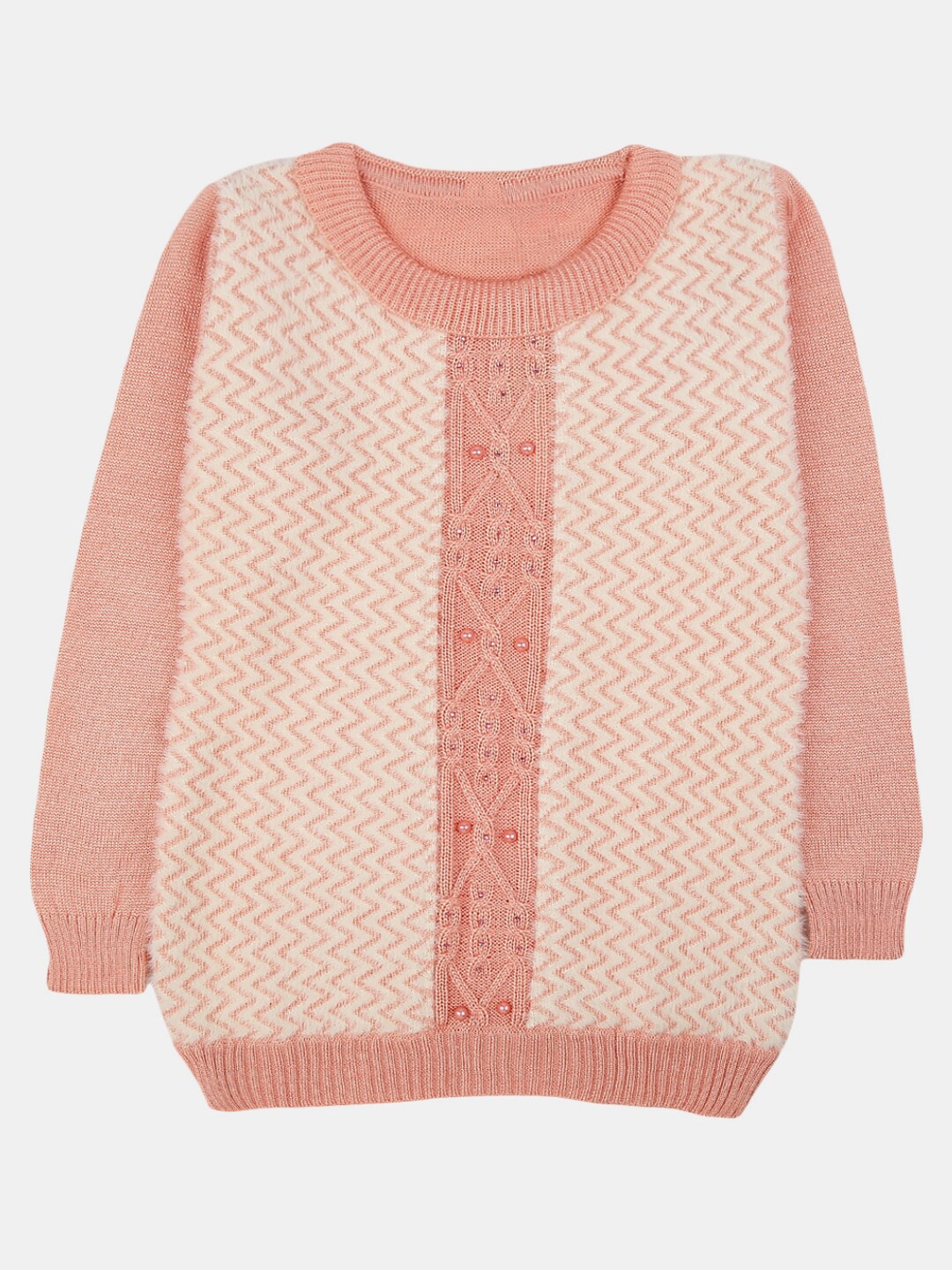 

V-Mart Boys Self Design Fleece Pullover Sweater, Peach