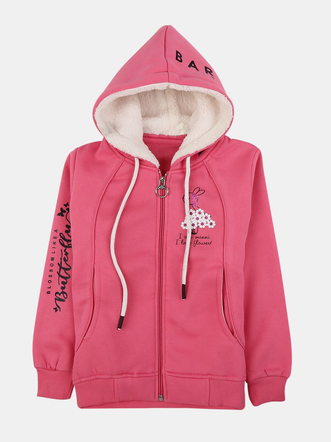 

V-Mart Boys Printed Hooded Fleece Sweatshirt, Pink
