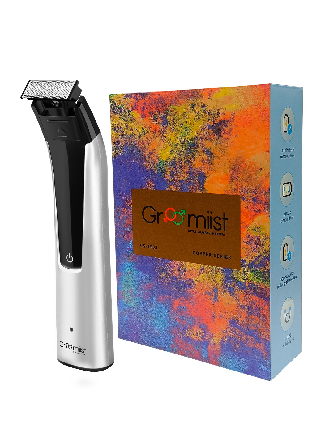 

Groomiist CS-1BXL Copper Series One Blade Hybrid Beard Trimmer & Shaver - Silver & Black