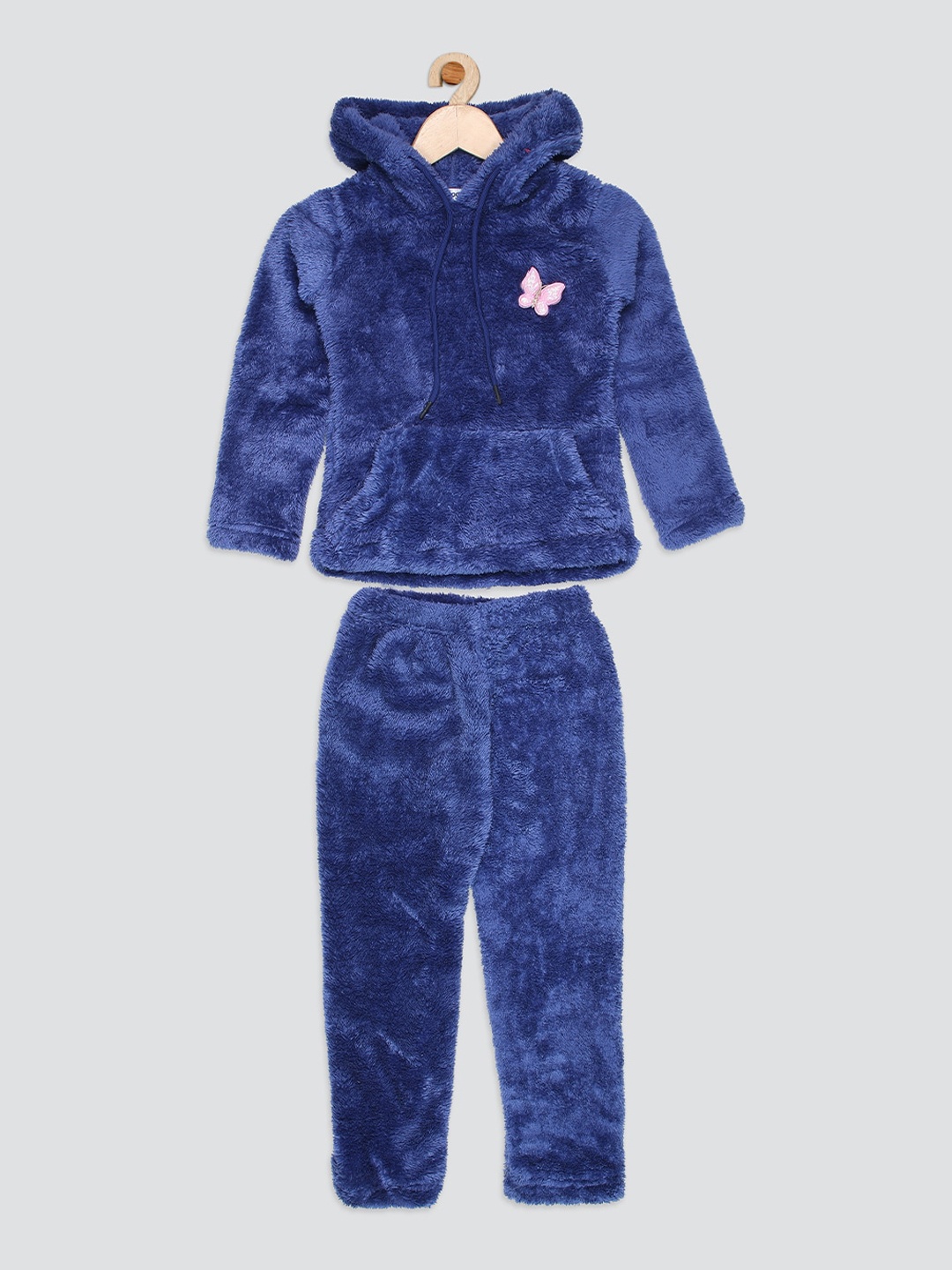 

Nins Moda Girls Butterfly Embellished Hooded Fleece Tracksuits, Navy blue