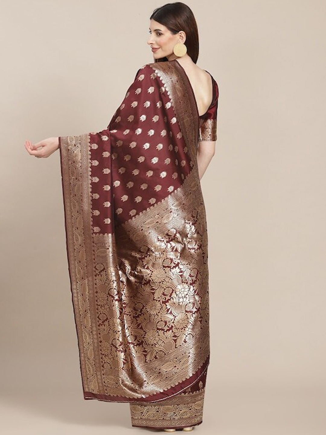 

AADVIKA Woven Design Zari Kanjeevaram Saree, Brown