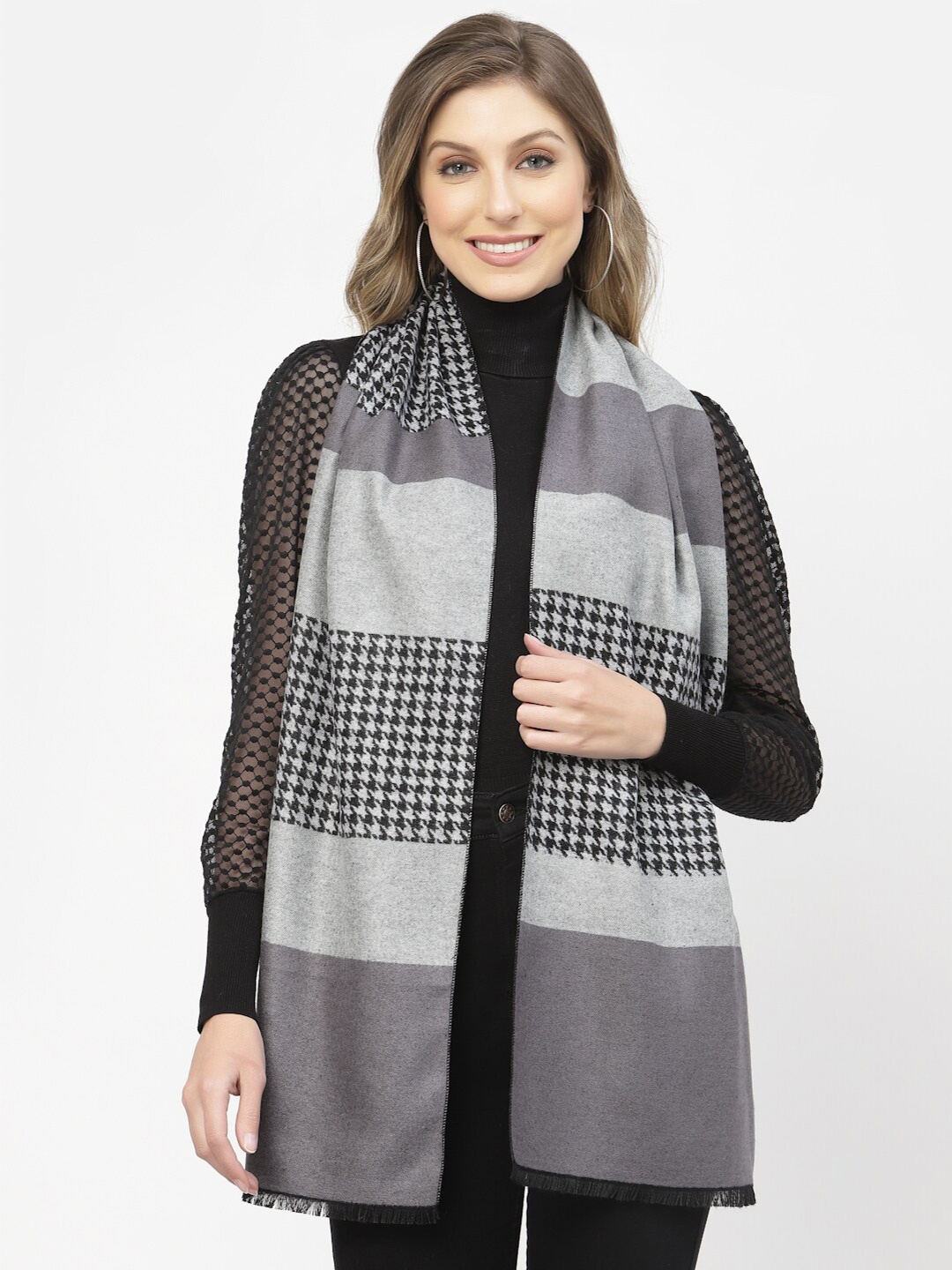 

Calvadoss Women Woven Design Stole, Black