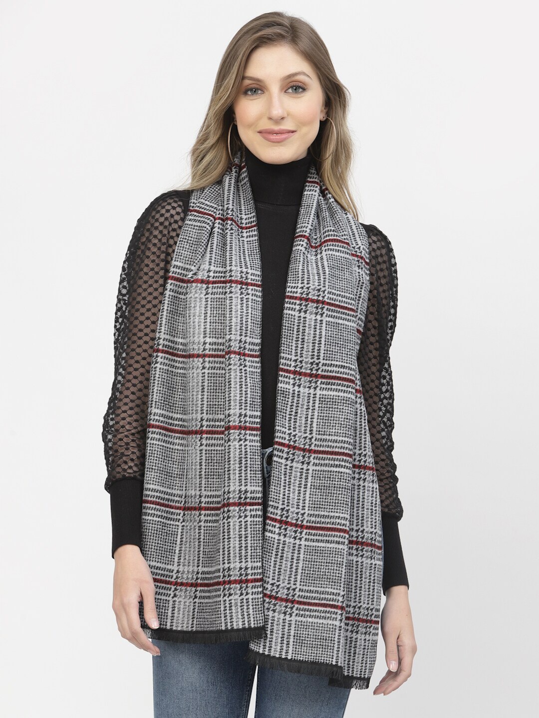 

Calvadoss Women Woven Design Stole, Grey