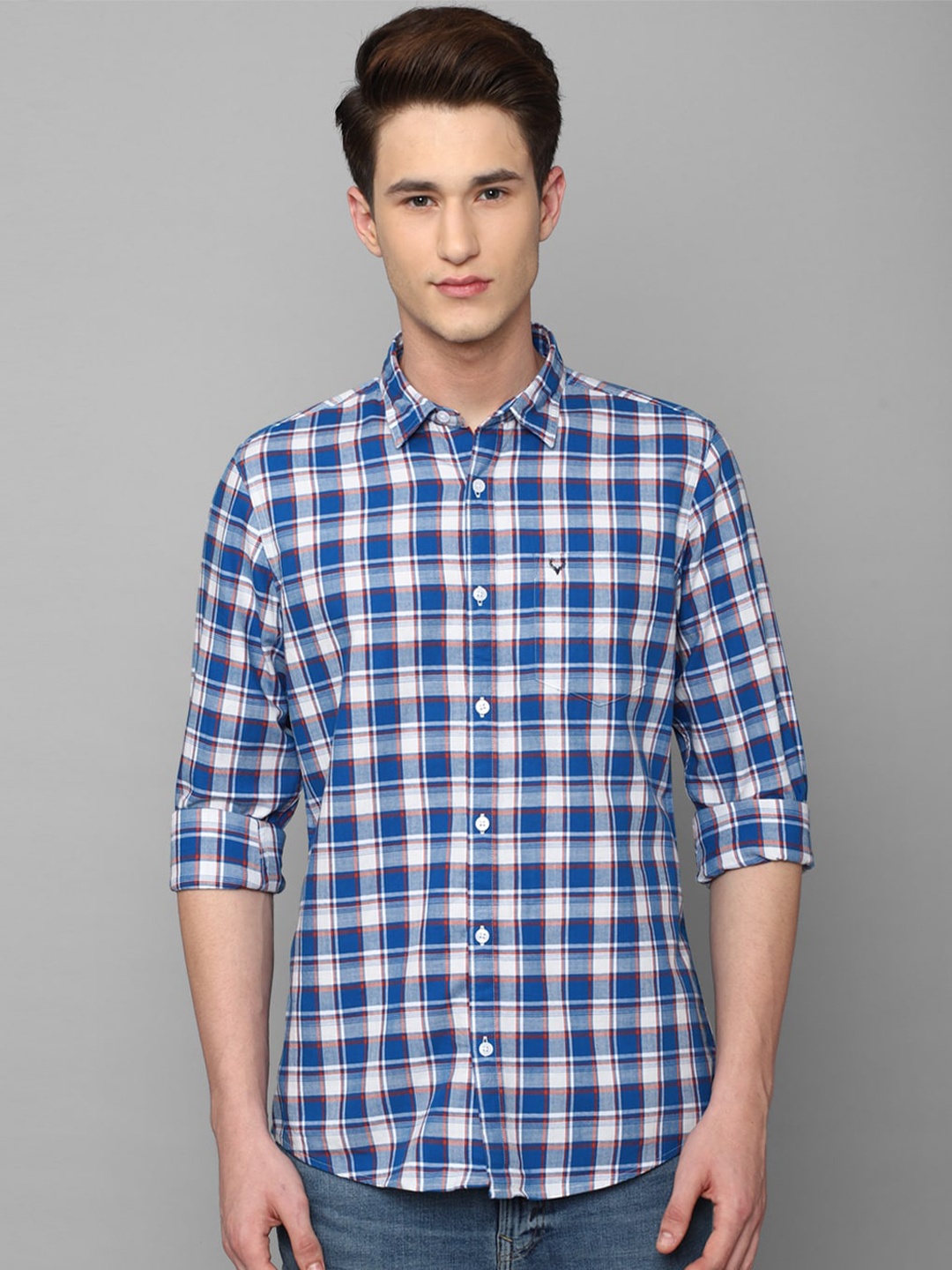 

Allen Solly Men Checked Casual Cotton Shirt, Blue