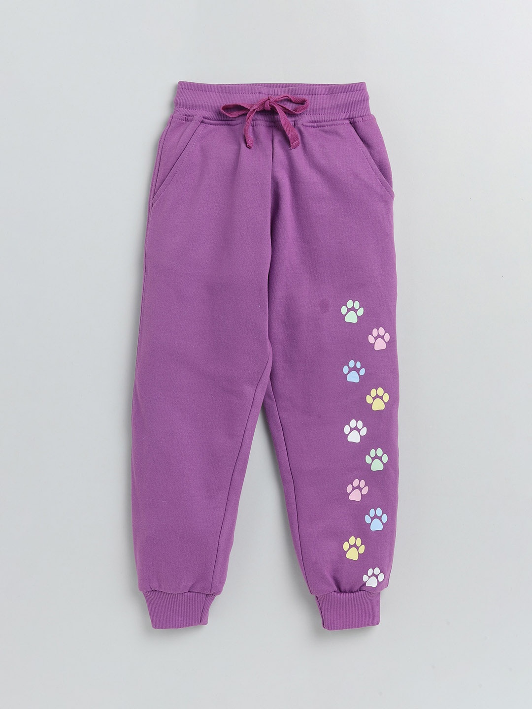 

Dear to Dad Kids Girl Printed Cotton Joggers, Purple