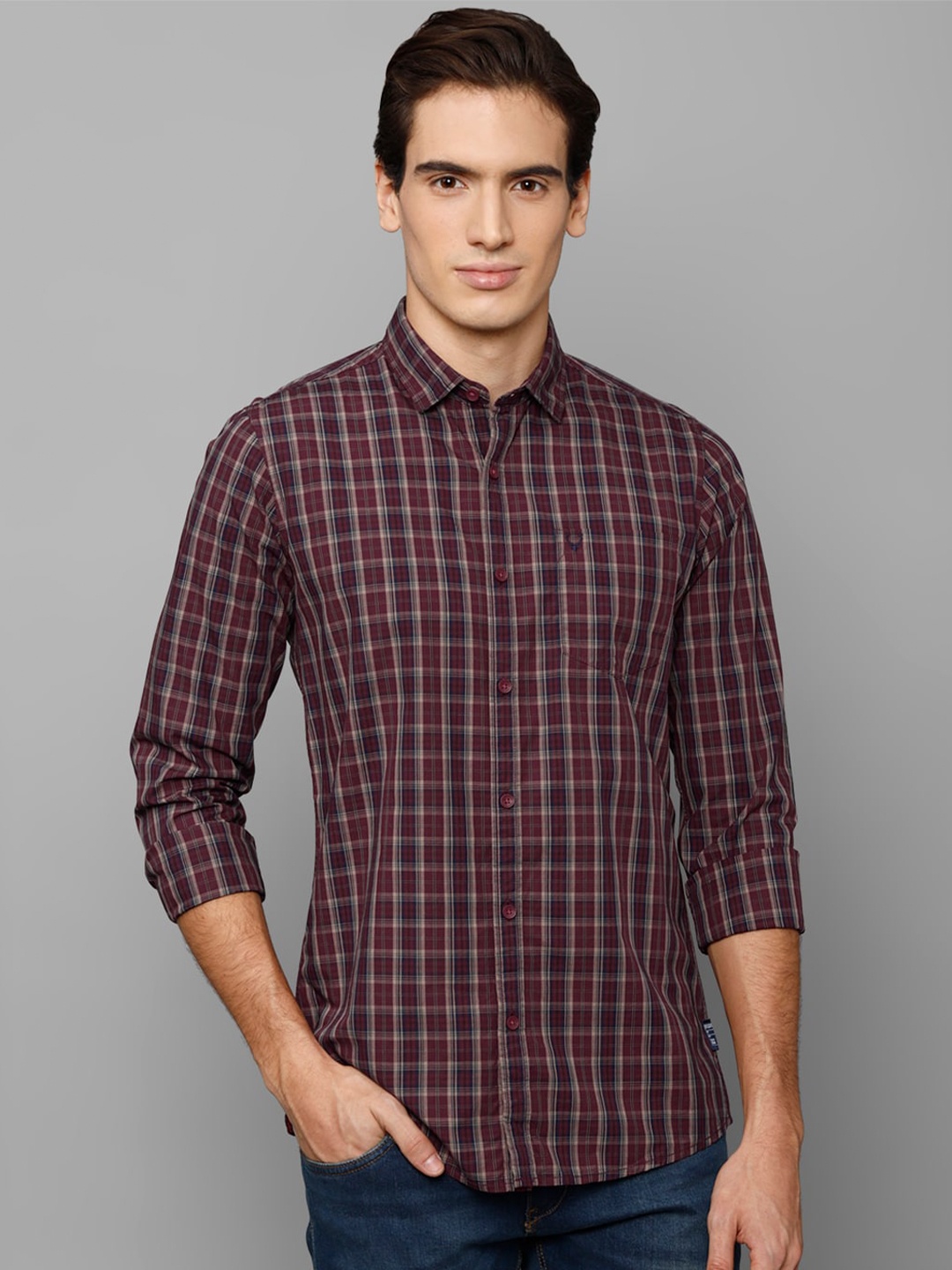 

Allen Solly Sport Men Tartan Checks Checked Casual Shirt, Maroon