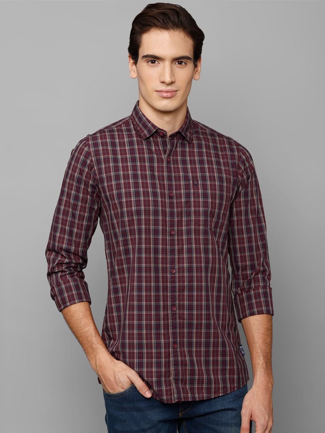 

Allen Solly Sport Men Tartan Checks Checked Casual Shirt, Maroon