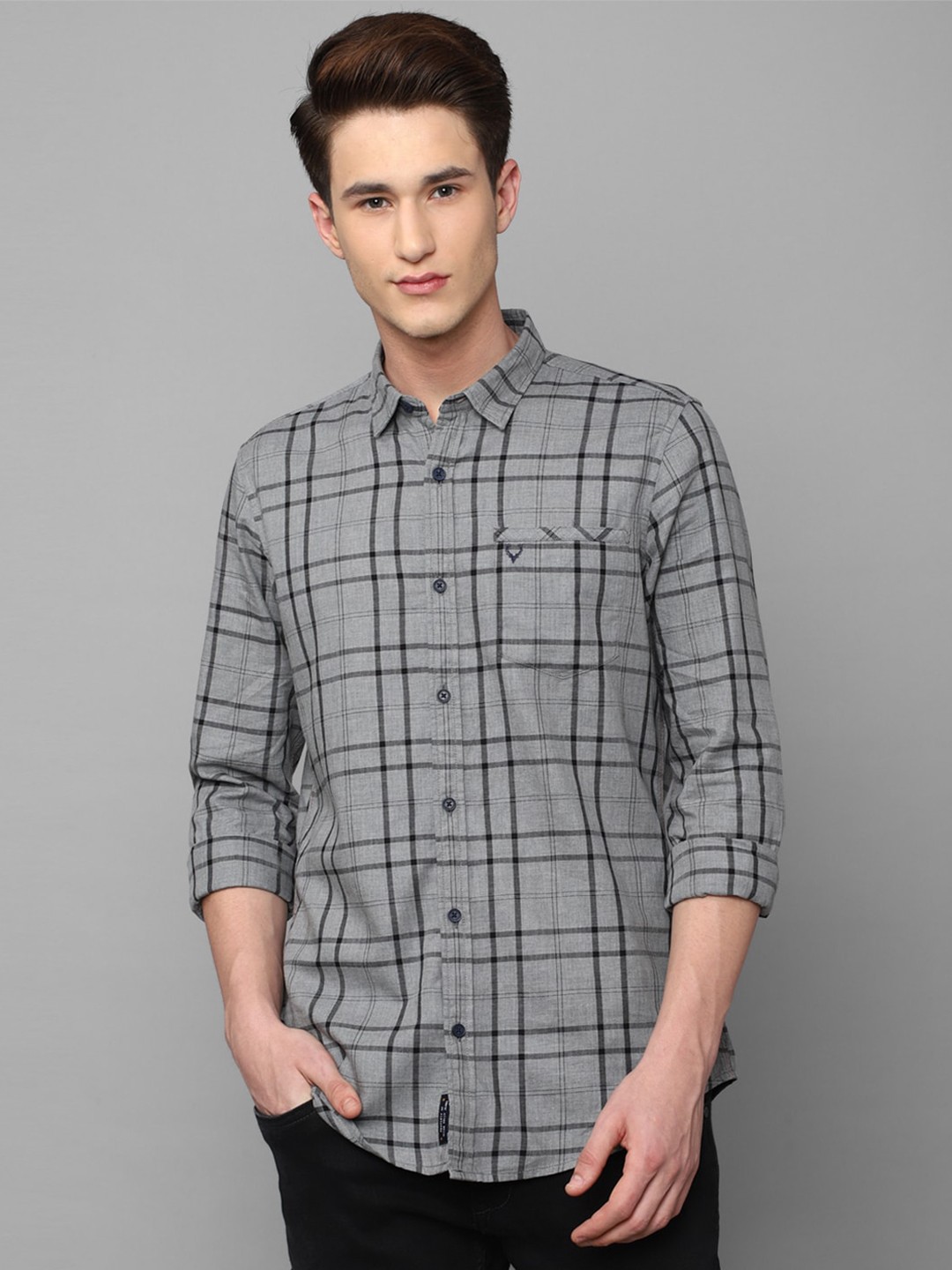 

Allen Solly Sport Men Tartan Checks Checked Cotton Casual Shirt, Grey