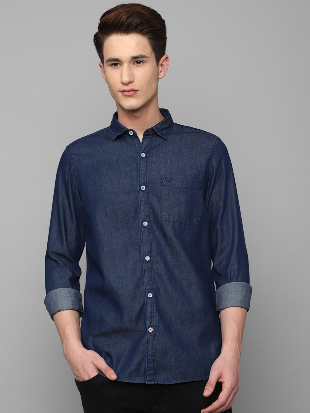 

Allen Solly Sport Men Pure Cotton Casual Shirt, Navy blue