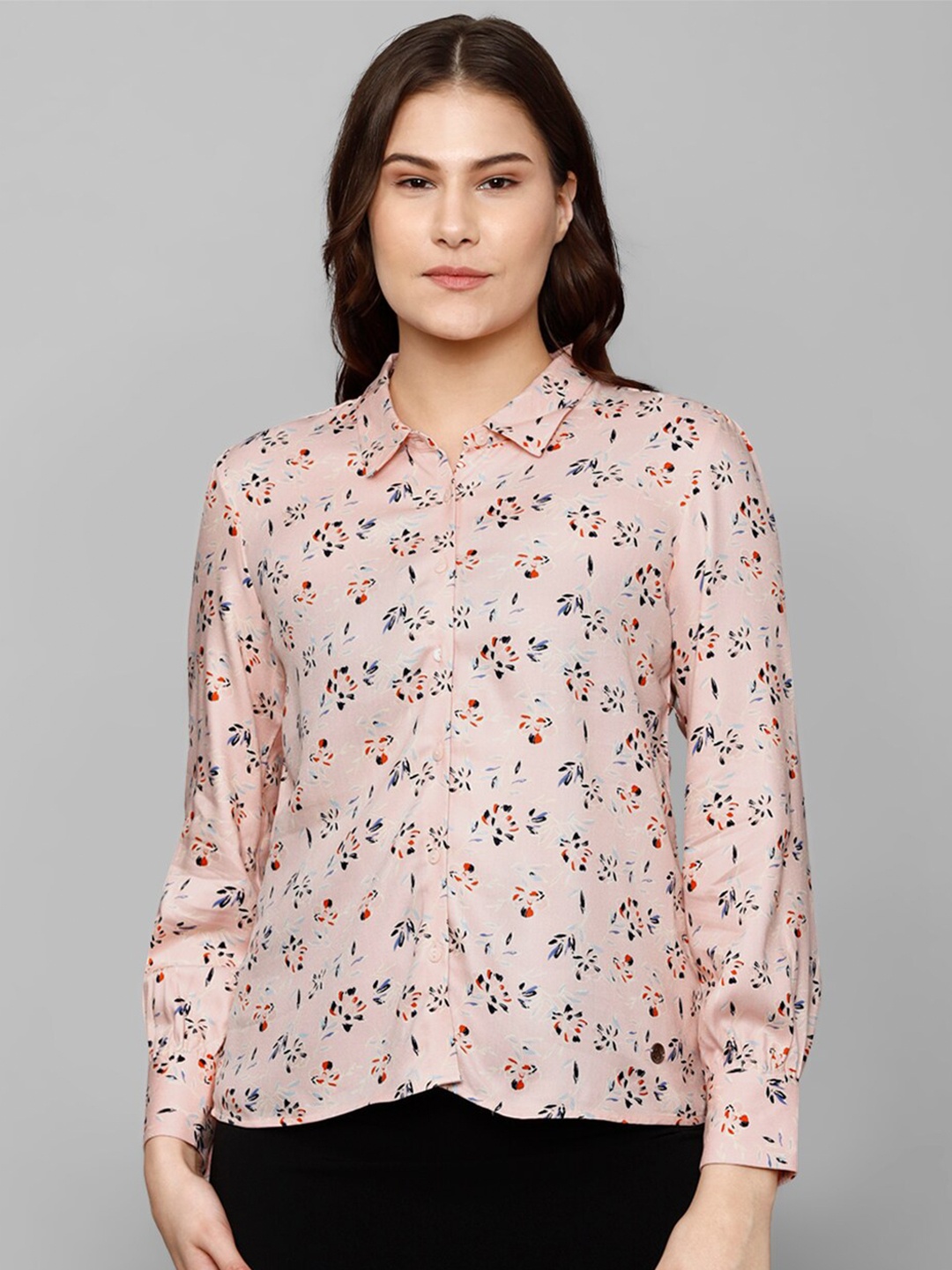 

Allen Solly Woman Floral Printed Formal Shirt, Peach