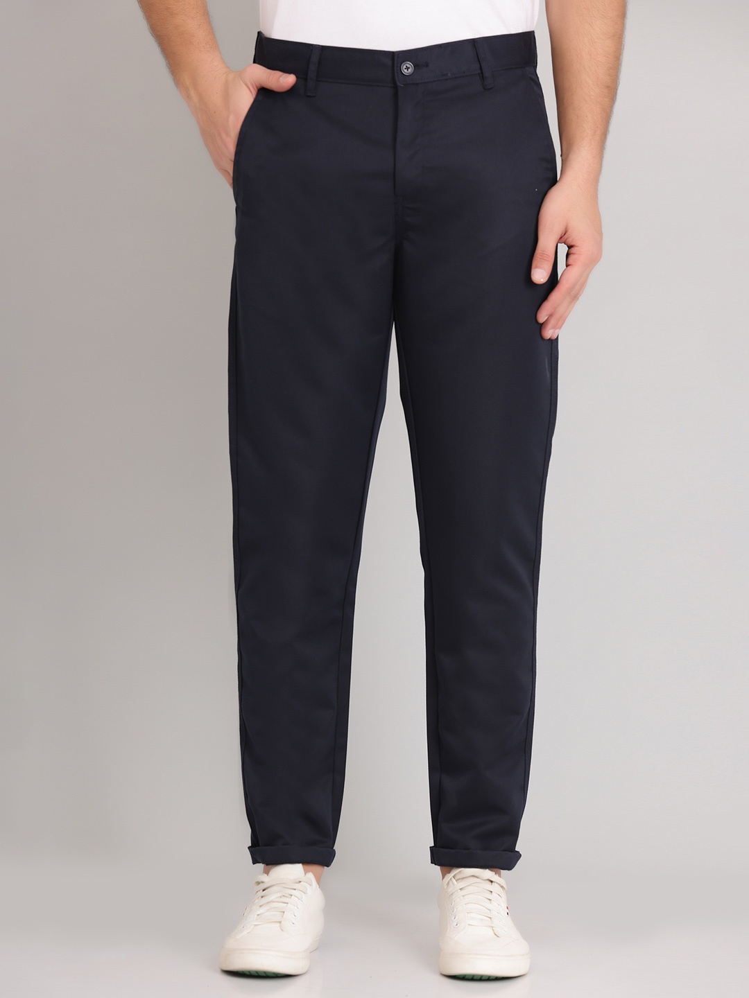 

Cyphus Men Smart Slim Fit Cotton Trouser, Navy blue