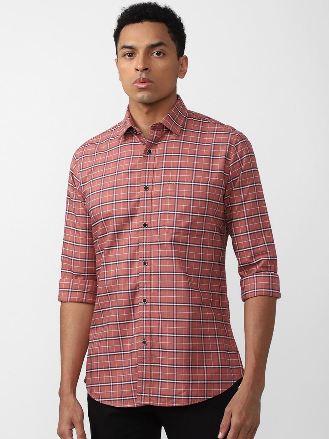 

Van Heusen Sport Men Slim Fit Checked Cotton Casual Shirt, Pink