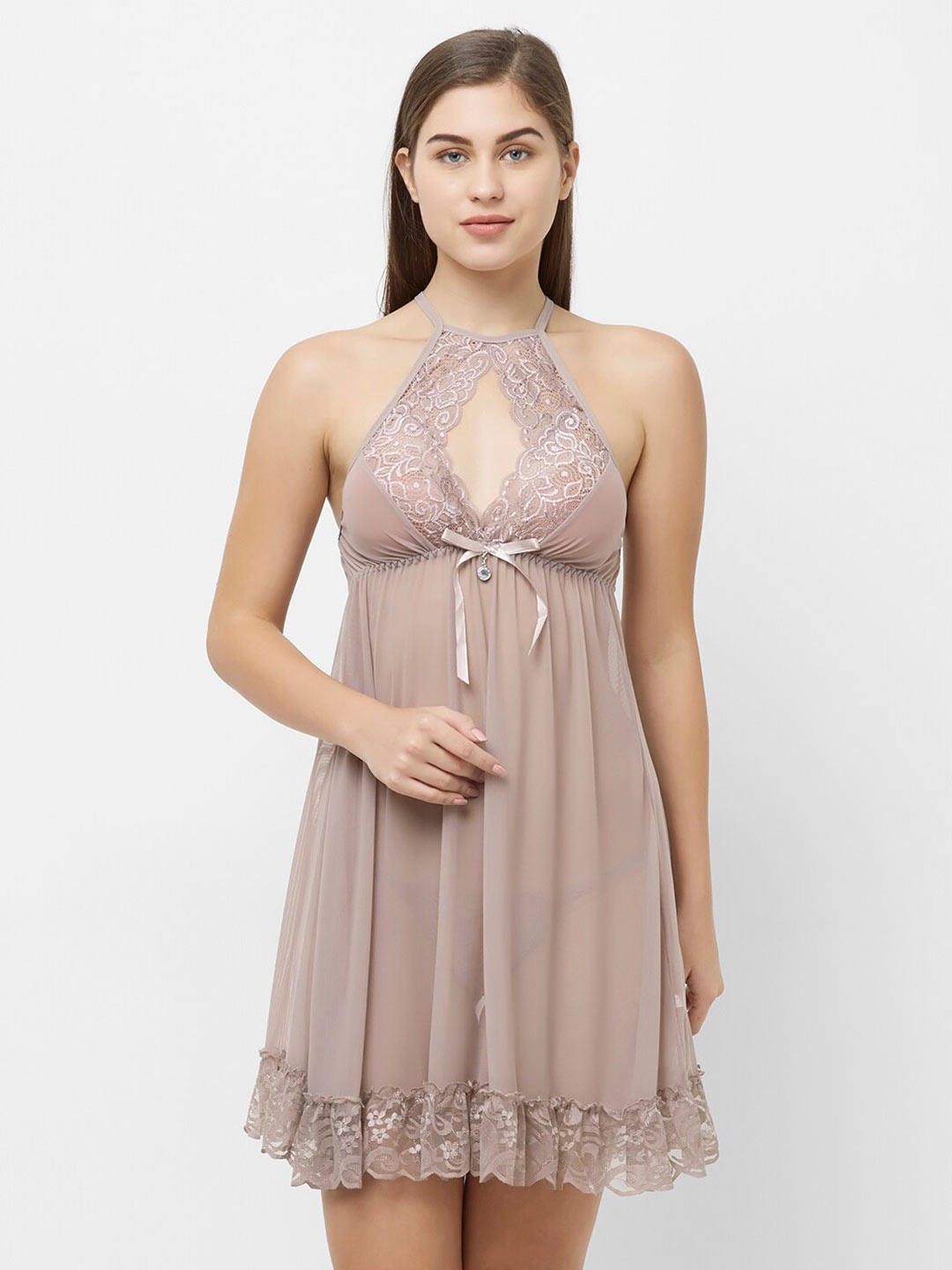 

FashionRack Halter Neck Baby Doll 3021_Brown_FS_R