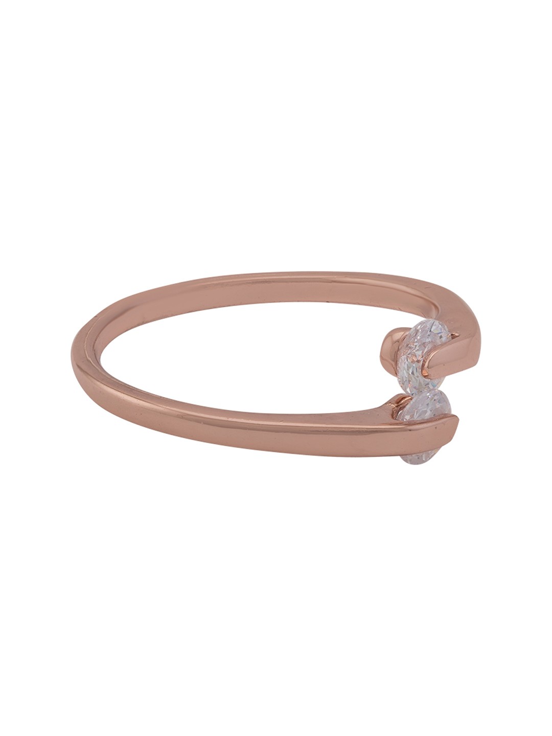 

OOMPH Rose Gold-Toned & White CZ Stone-Studded Ring