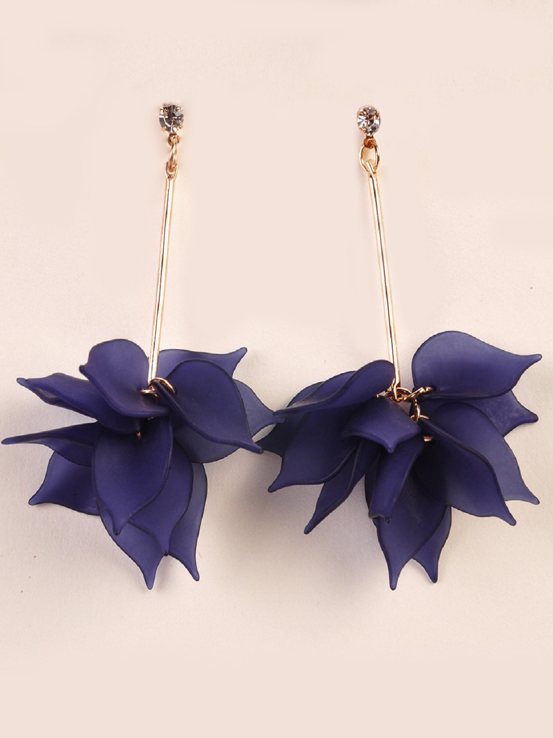 

OOMH Gold-Toned & Purple Drop Earrings