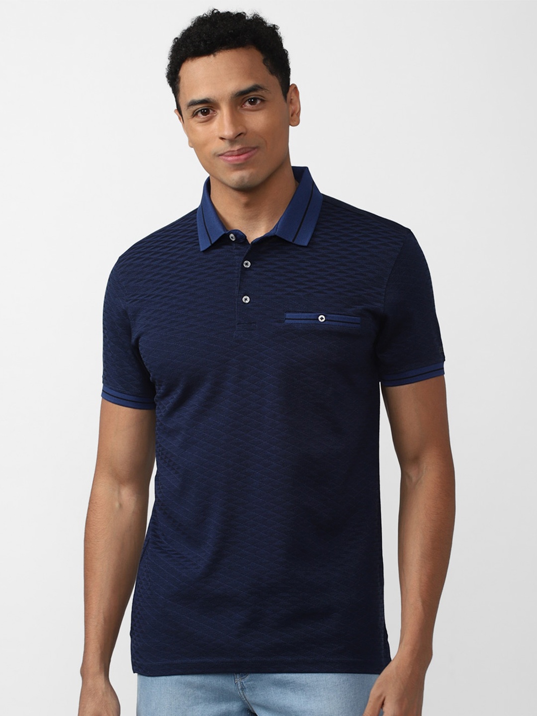 

Peter England Casuals Men Polo Collar T-shirt, Navy blue