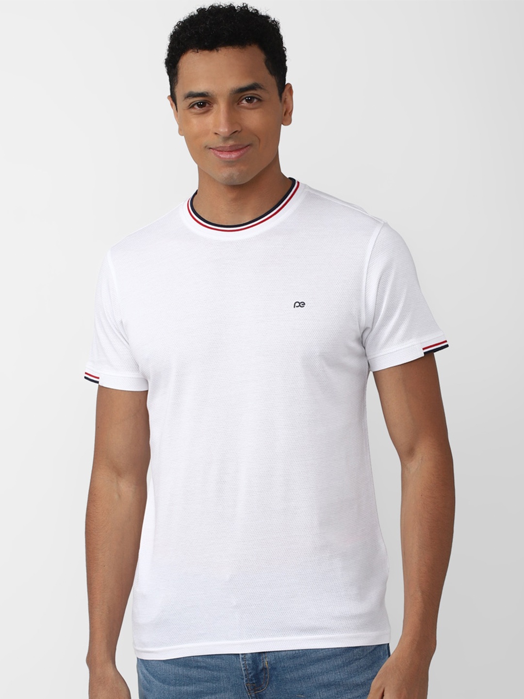 

Peter England Casuals Men Round Neck Slim Fit Cotton T-shirt, White