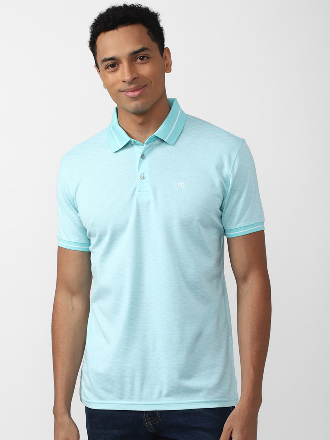 

Peter England Casuals Men Cotton Polo Collar T-shirt, Blue