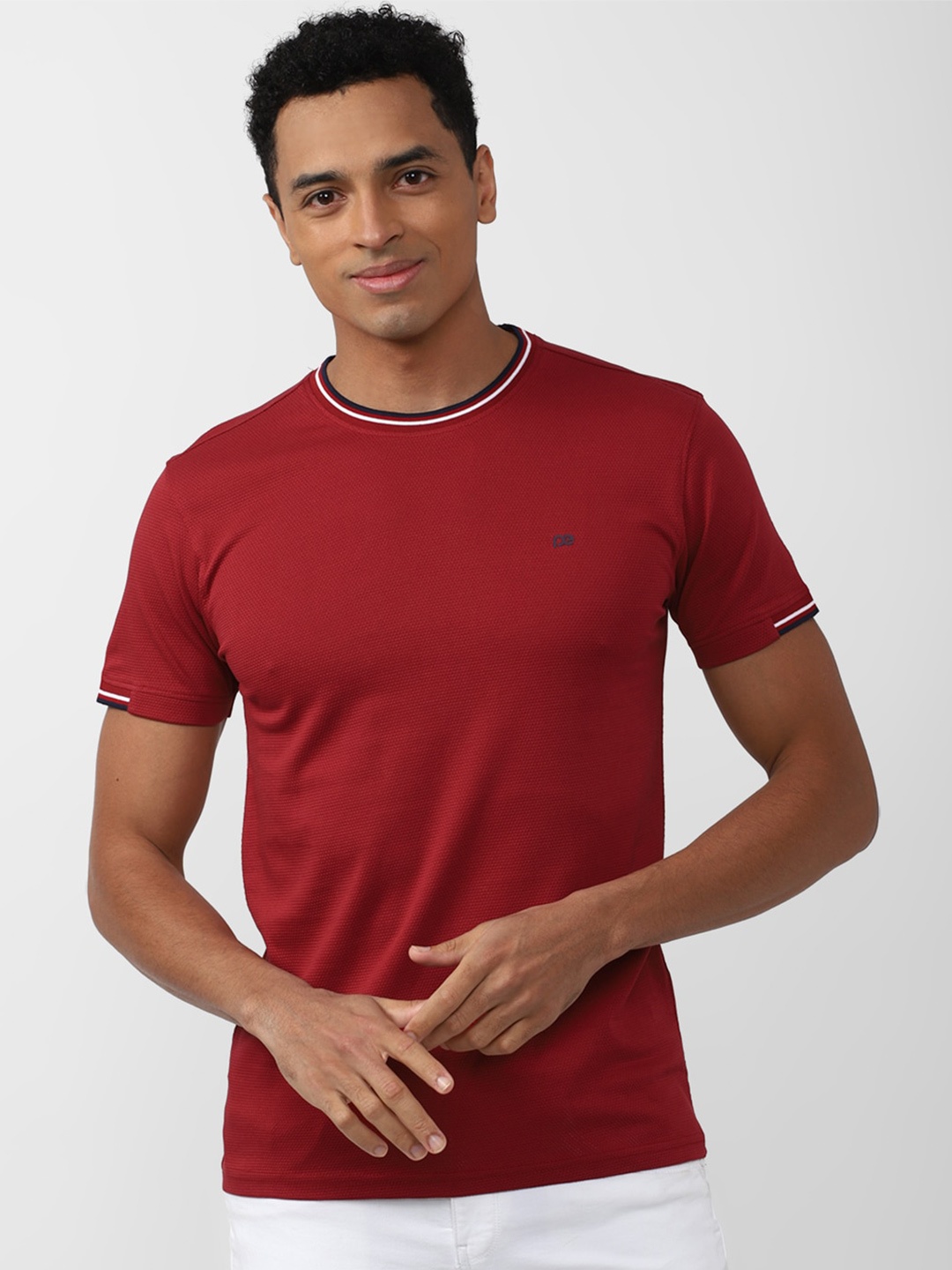 

Peter England Casuals Men Round Neck Slim Fit Cotton T-shirt, Maroon