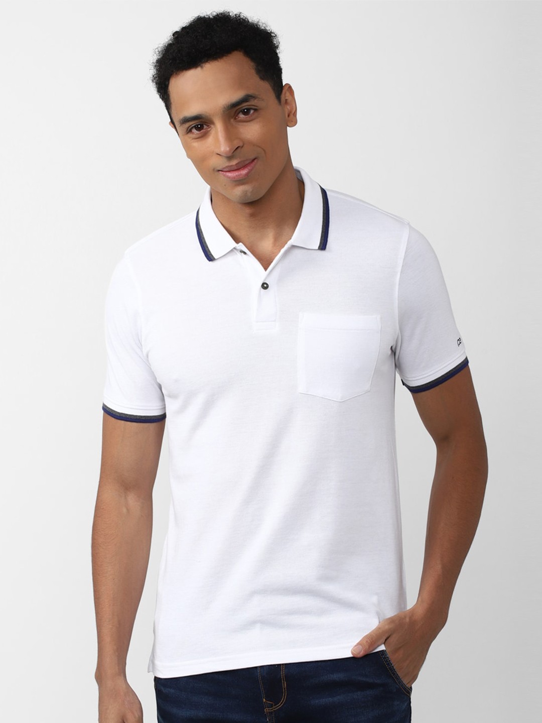 

Peter England Casuals Men Cotton Polo Collar T-shirt, White