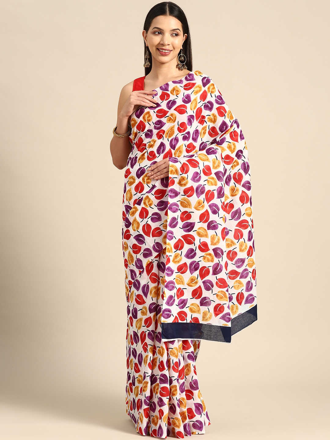 

BUTA BUTI Ethnic Motifs Pure Cotton Saree, White