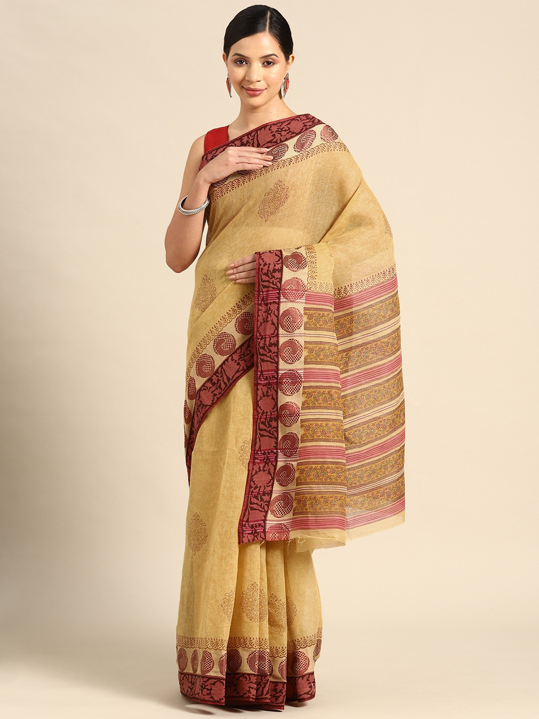 

BUTA BUTI Ethnic Motifs Pure Cotton Saree, Yellow